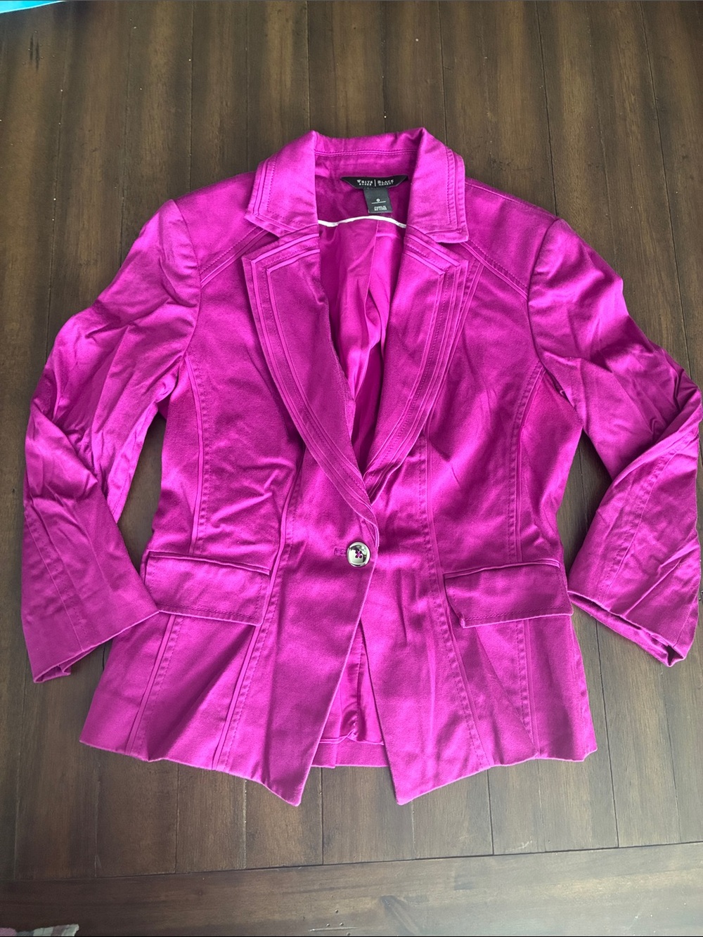White House Black Market Women's Fuchsia Single-Button Blazer